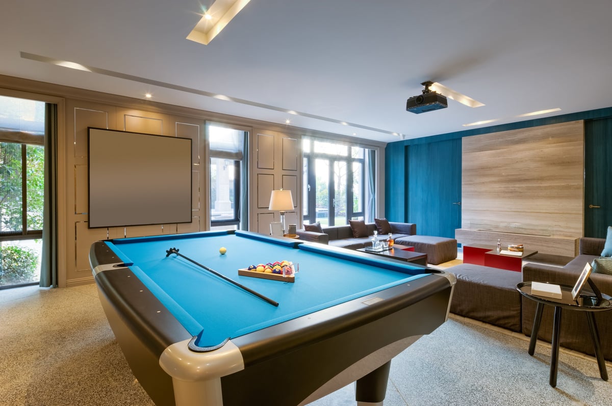Luxury basement recreation room